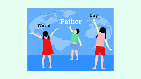 World Father Day with happy kids on earth Illustration