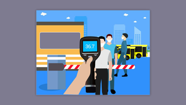 Thermal scanning checking peoples body temperature