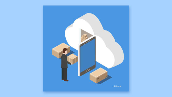 Man storing data on cloud